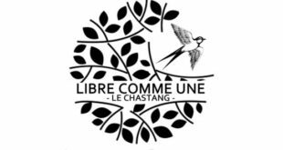 Logo de 'Libre Comme Une', une association située à Le Chastang. Illustré par un arbre stylisé avec des feuilles et un oiseau en vol, symbolisant la liberté et la communauté naturelle.
