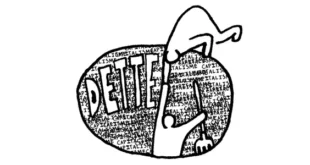 Illustration de l'article "Solidarité Paysans Limousin a 20 ans aussi" – motif graphique avec le mot "CAPITALISME" en répétition, évoquant les difficultés économiques des agriculteurs.