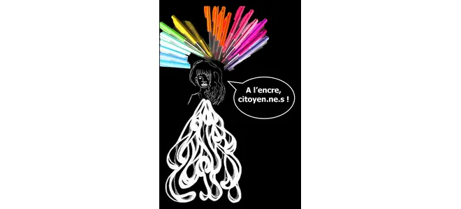 Illustration de l'article sur les journaux locaux sanctionnés avec le slogan "A l'encre, citoyen.ne.s !" – symbole de l'engagement citoyen pour une presse libre et indépendante.