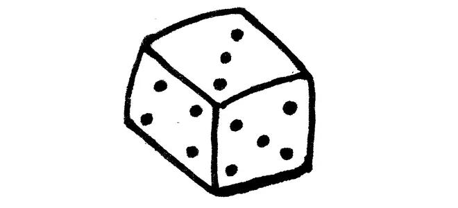 Illustration : un dé à jouer géant, dessiné au trait, pour l’article « Juste un jeu ? ».