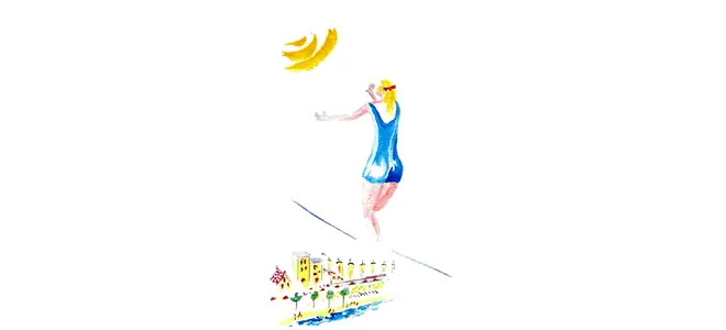 Illustration de Bernard : une funambule en équilibre sur son fil — poème « Demain cristallin ».