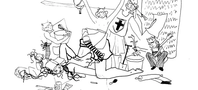 Dessin humoristique : des personnages lisant La Trousse corrézienne