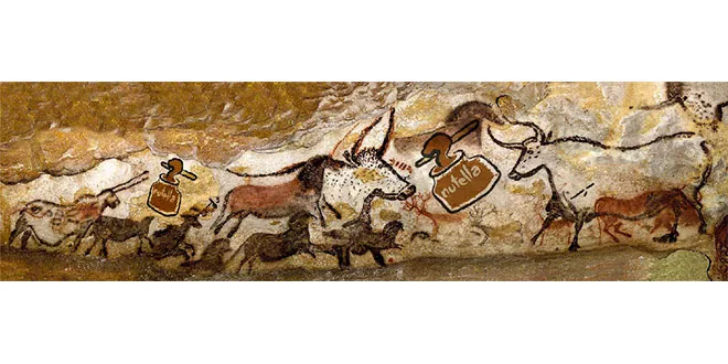 Photographie d'une frise préhistorique représentant des chevaux