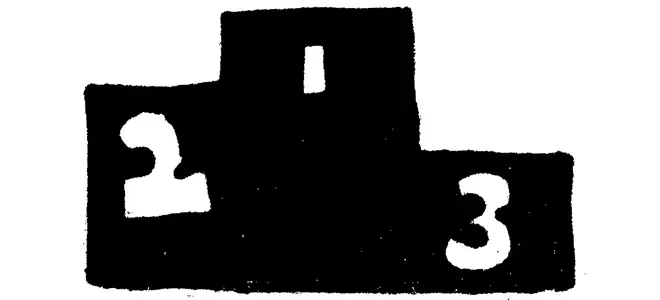 Illustration : des blocs noirs numérotés 2 et 3 — le podium de la compétition, dessin pour l’article sur l’esprit de compétition.