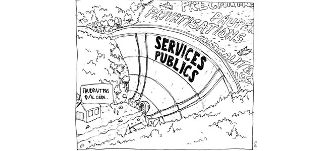 Illustration dénoncant les services publiques à Bort Les Orgues