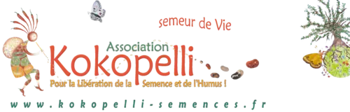 Logo de l’association Kokopelli : « Pour la libération de la Semence et de l’Humus »