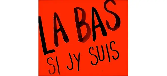 Logo de l’émission « Là-bas si j’y suis » : lettrage manuscrit rouge et noir