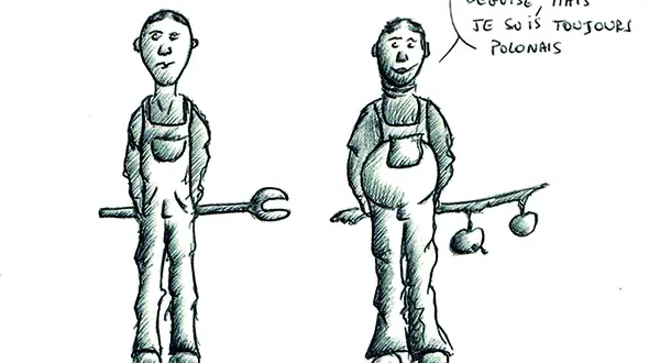 Dessin : deux plombiers ; l’un dit « Je ne suis pas raciste, je suis plombier »