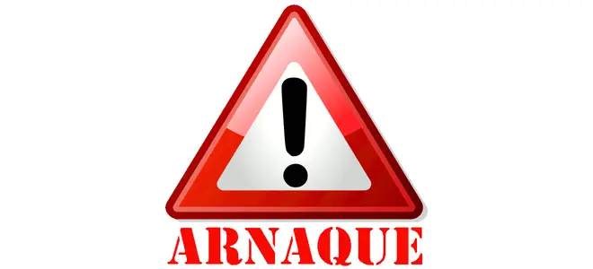 Panneau d’alerte rouge : « Arnaque »