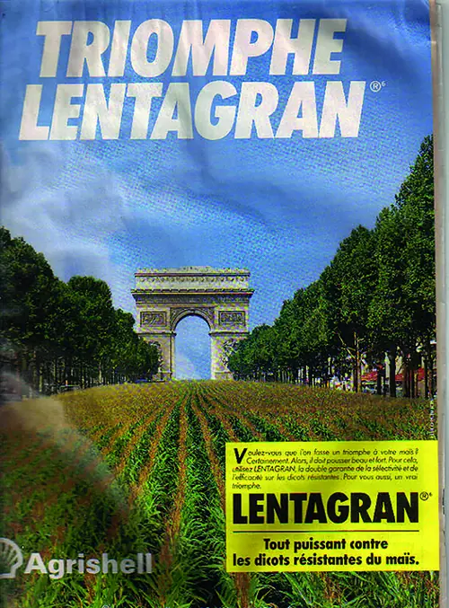 Publicité ancienne « Triomphe Lentagran » (AgrEvo) pour un désherbant