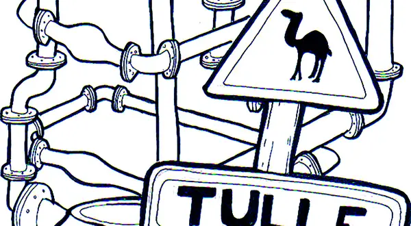 Dessin : l’usine de pompage de Tulle, tuyauteries et vannes marquées « Tulle »