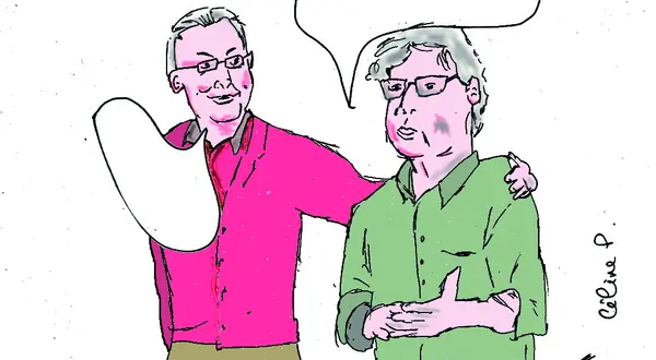 Dessin de Céline P. : une grande claque entre deux figures de la gauche