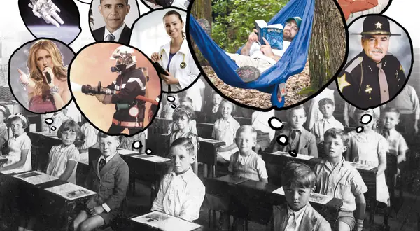 Photomontage de Krep : un amphi dont les visages deviennent des bulles — « Quand je s’rai grand, j’veux prendre mon temps »