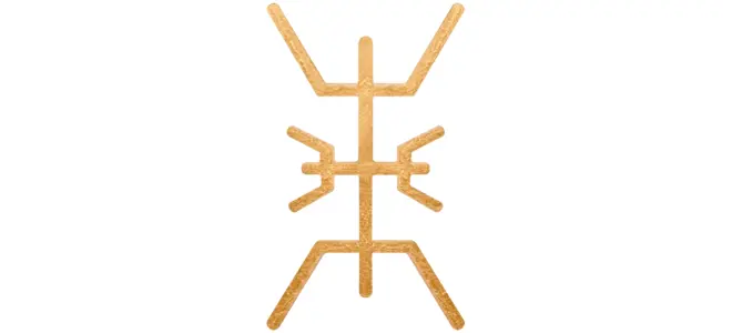 Logo de la Brasserie des Anges : un dessin doré en forme de plante et d’alambic.