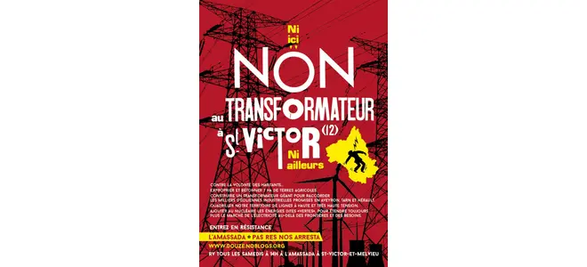 Affiche « Non au Transfo » contre un projet de transformateur, en Aveyron.