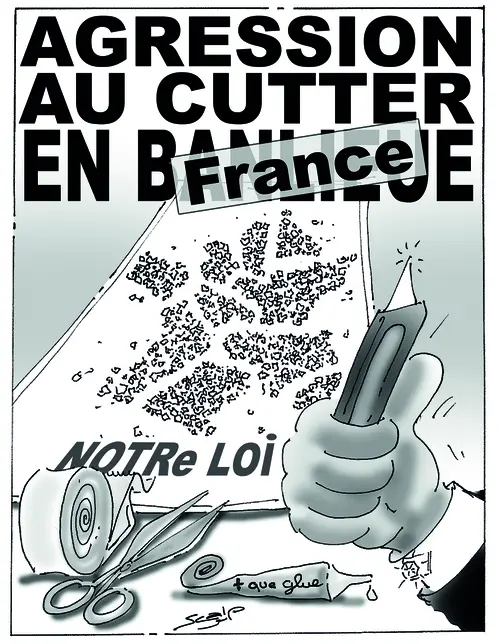 « Agression au cutter en bas de France — Notre loi » : le dessin de Krep