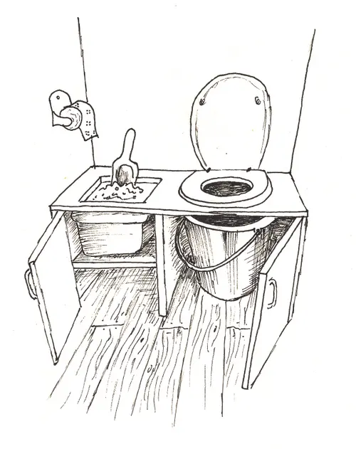 Croquis d’une installation de toilettes sèches