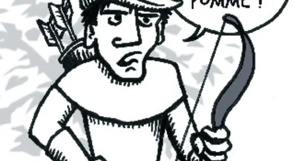 « Encore une pomme ! » : le chasseur à l’arc, dessin de Krop