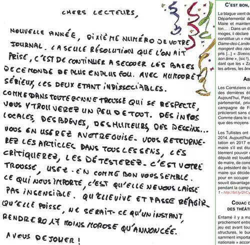 L’édito manuscrit du n°10, par Dersou Ouzala
