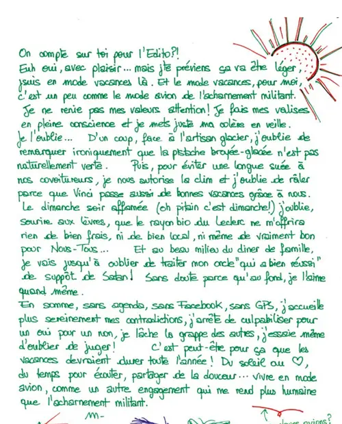 L’édito manuscrit du n°14, signé M