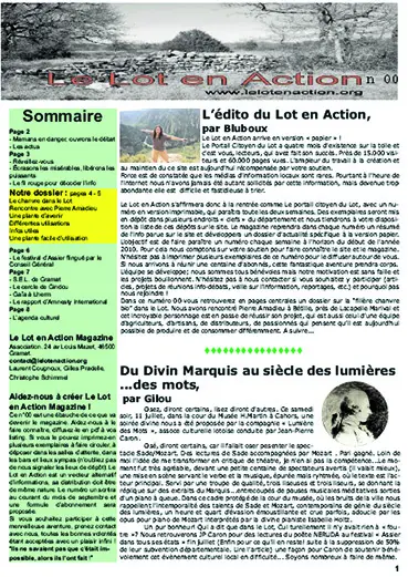 Le Lot en Action, une du n°00