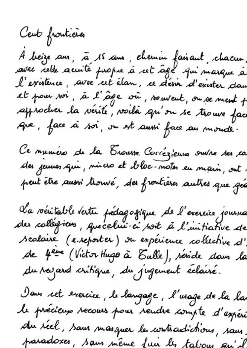 L’édito manuscrit du n°24 : « Cent frontières »