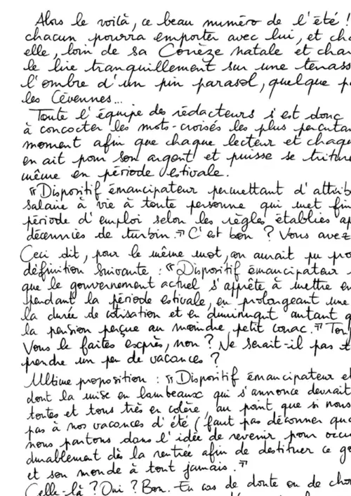 L’édito manuscrit du n°25